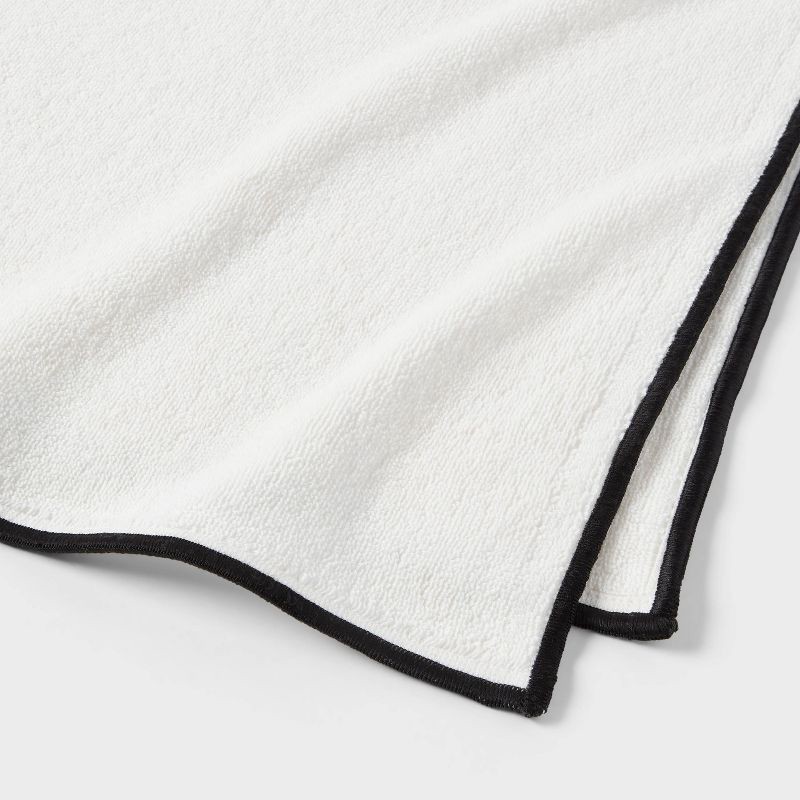 slide 4 of 5, 2pc Luxe Border Stitch Bath Towel Black/White - Threshold™, 2 ct
