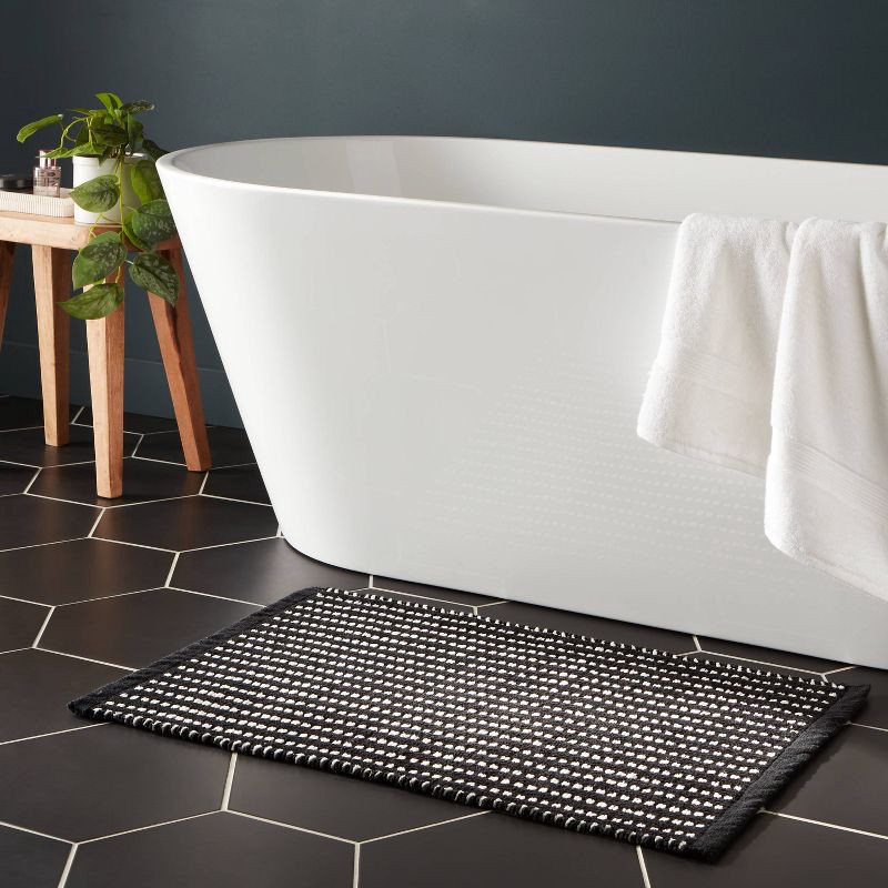 slide 2 of 4, 20"x30" Modern Chenille Bath Rug Black/White - Threshold™, 1 ct