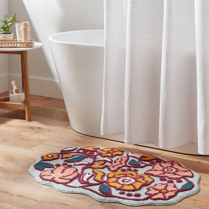 slide 2 of 4, 24"x36" Oversized Floral Bath Rug - Threshold™, 1 ct