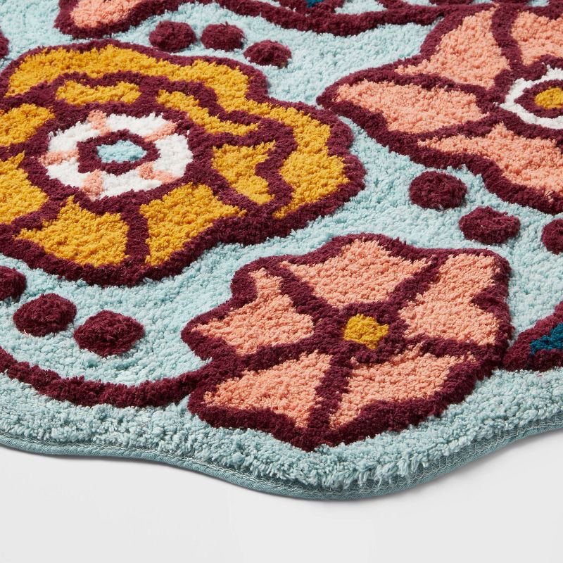 slide 3 of 4, 24"x36" Oversized Floral Bath Rug - Threshold™, 1 ct