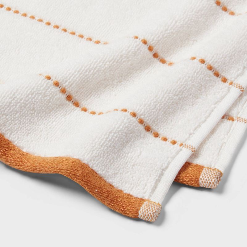 slide 3 of 5, 1pc Modern Pinstriped Hand Towel White/Yellow - Threshold™, 1 ct
