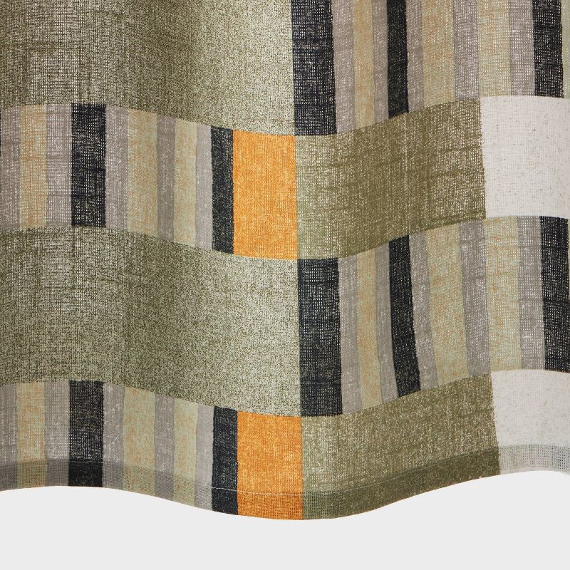 slide 4 of 4, Modern Geo Shower Curtain Green - Threshold™, 1 ct