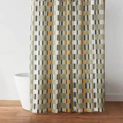Modern Geo Shower Curtain Green - Threshold™
