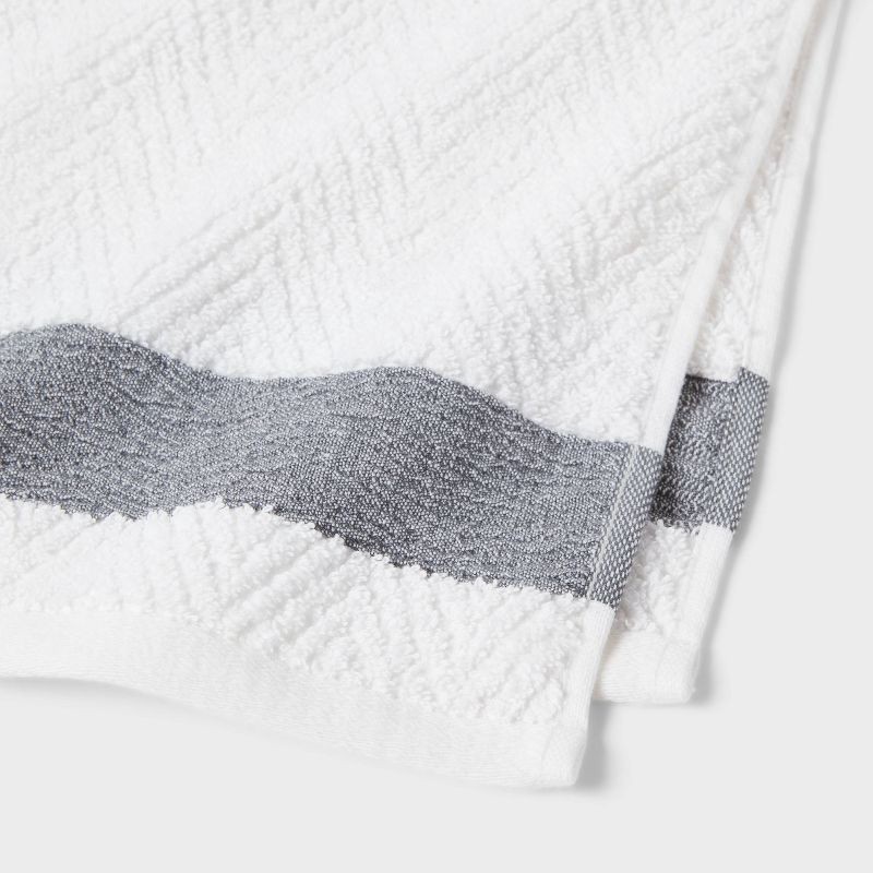 slide 3 of 5, Crinkle Border Hand Towel White/Gray - Threshold™, 1 ct
