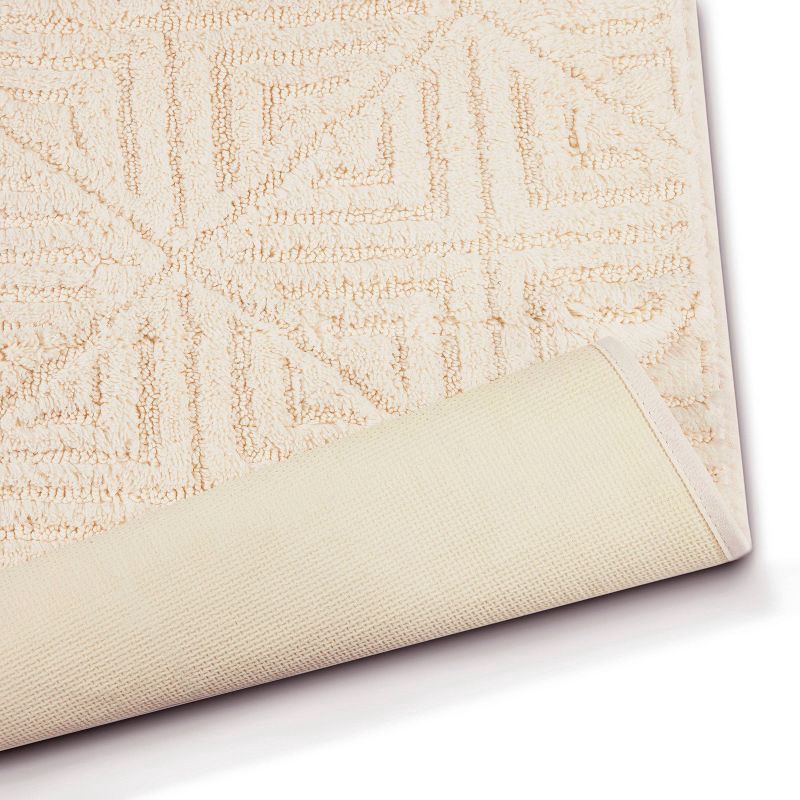 slide 3 of 3, 20"x30" Lattice Square Non-Skid Bath Rug Cream - Threshold™, 1 ct