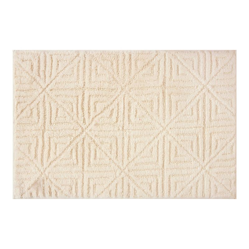 slide 1 of 3, 20"x30" Lattice Square Non-Skid Bath Rug Cream - Threshold™, 1 ct