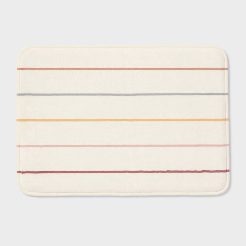 slide 1 of 4, 17"x24" Multi Striped Flannel Cushion Bath Rug - Room Essentials™, 1 ct