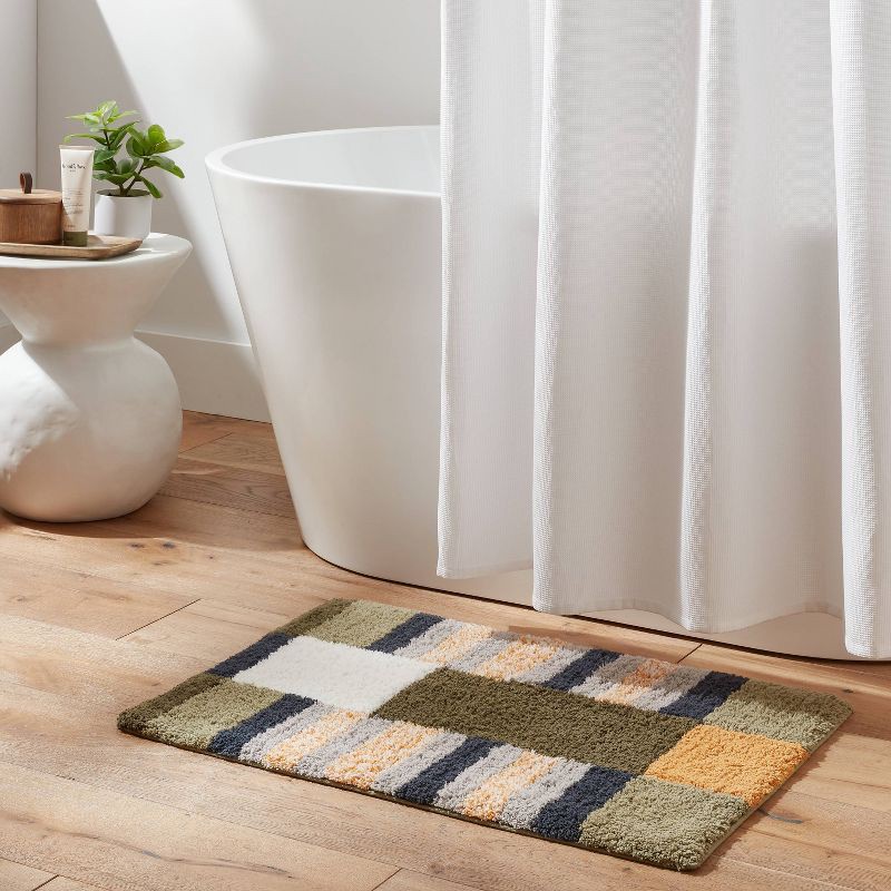 slide 2 of 4, 20"x30" Modern Colorblock Tufted Bath Rug - Threshold™, 1 ct