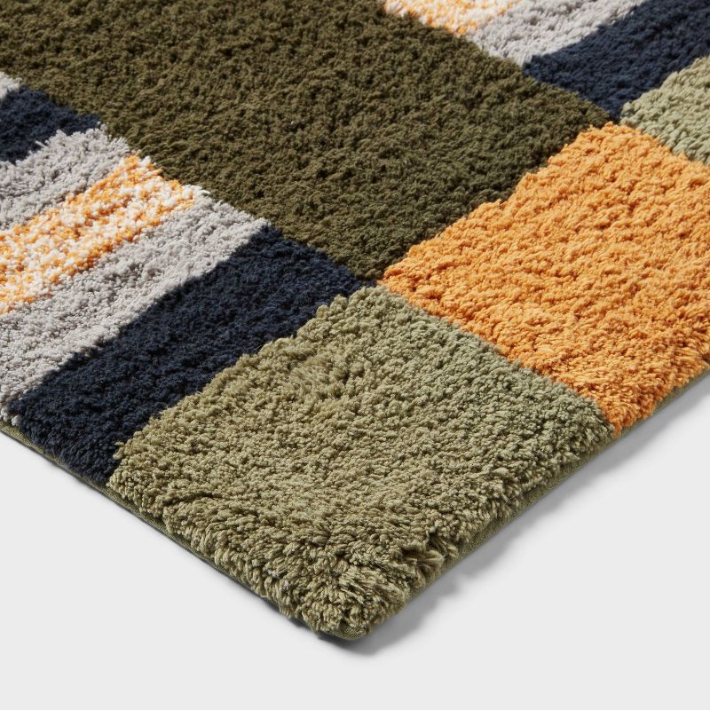 slide 3 of 4, 20"x30" Modern Colorblock Tufted Bath Rug - Threshold™, 1 ct