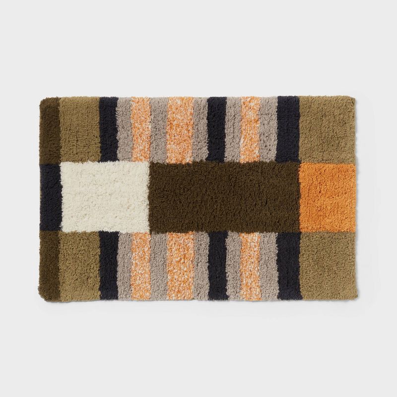 slide 1 of 4, 20"x30" Modern Colorblock Tufted Bath Rug - Threshold™, 1 ct