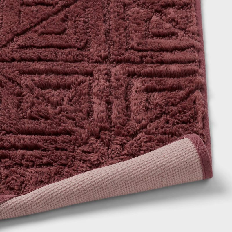 slide 4 of 4, 20"x30" Lattice Square Non-Skid Bath Rug Mauve - Threshold™, 1 ct