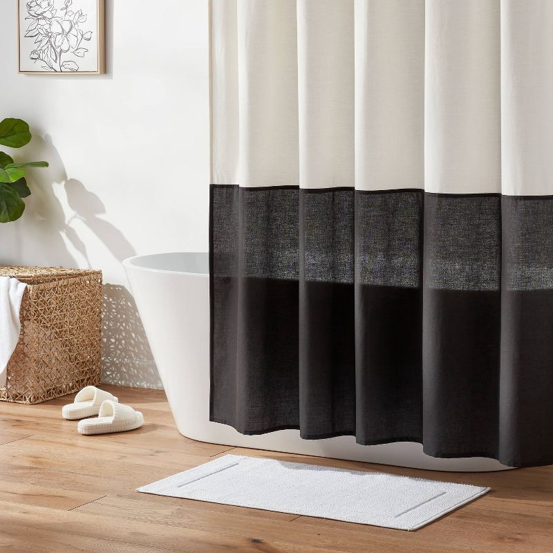 slide 2 of 4, Modern Colorblock Shower Curtain Black/Cream - Threshold™, 1 ct