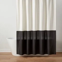 Modern Colorblock Shower Curtain Black/Cream - Threshold™