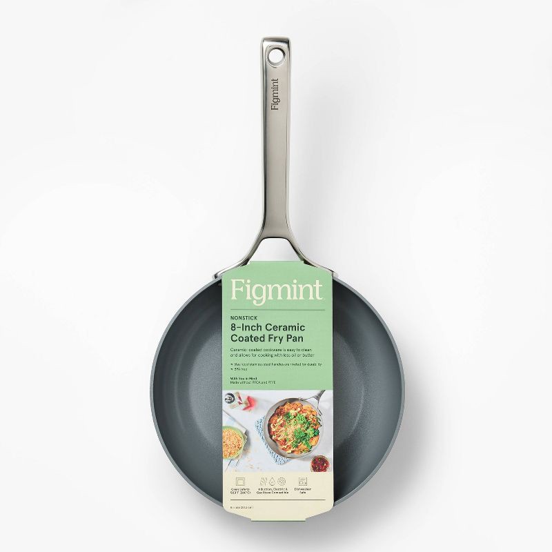 slide 5 of 6, 8" Nonstick Ceramic Coated Aluminum Frypan Dark Gray - Figmint™, 1 ct