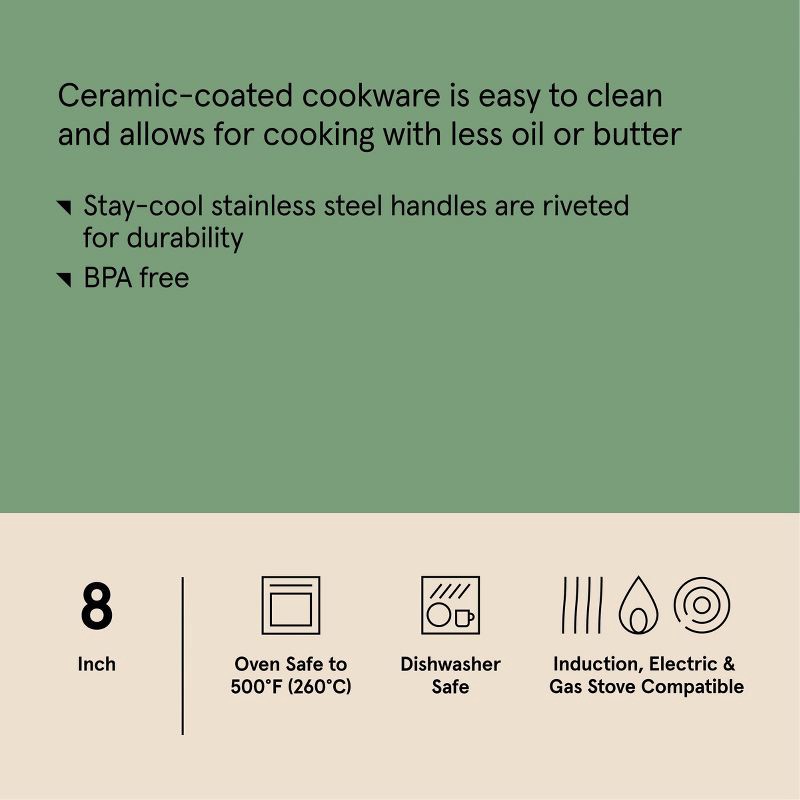 slide 7 of 8, 8" Nonstick Ceramic Coated Aluminum Fry Pan Dark Gray - Figmint™, 1 ct