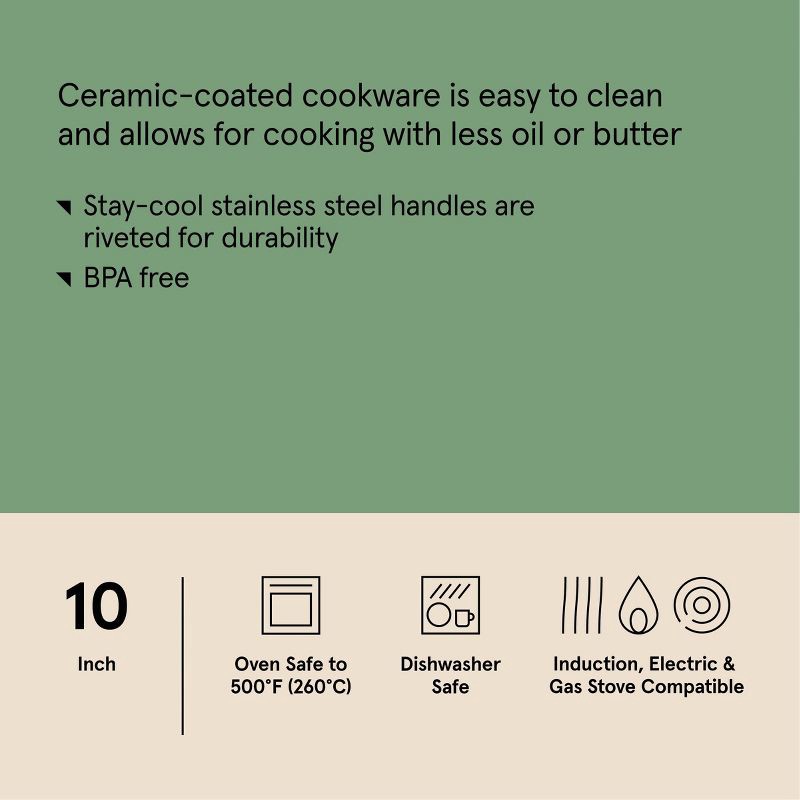 slide 6 of 7, 10" Nonstick Ceramic Coated Aluminum Fry Pan Dark Gray - Figmint™, 1 ct