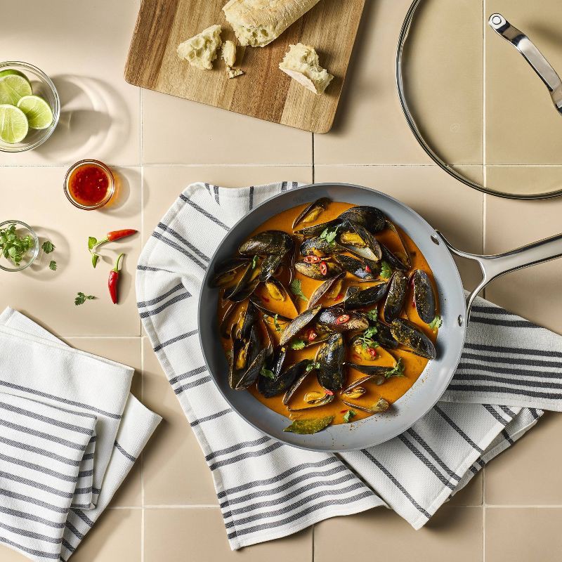 slide 2 of 8, 12" Nonstick Ceramic Coated Aluminum Fry Pan with Cover Dark Gray - Figmint™, 1 ct