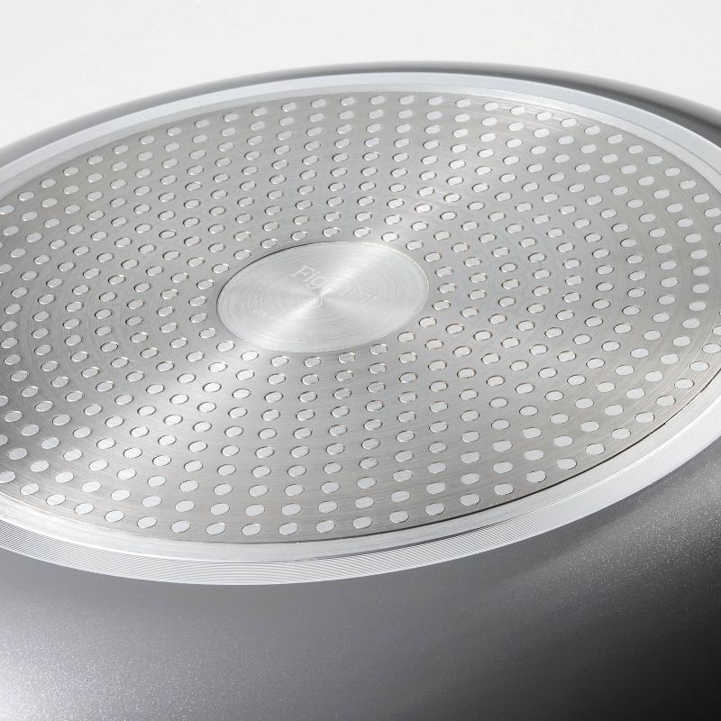 slide 5 of 8, 12" Nonstick Ceramic Coated Aluminum Fry Pan with Cover Dark Gray - Figmint™, 1 ct