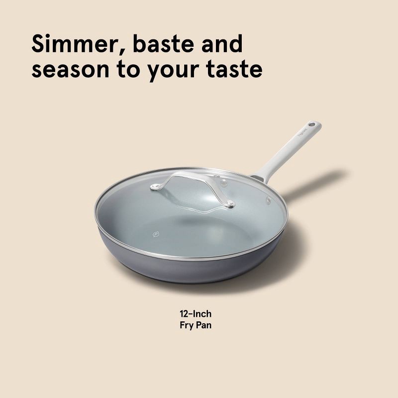 slide 8 of 8, 12" Nonstick Ceramic Coated Aluminum Fry Pan with Cover Dark Gray - Figmint™, 1 ct