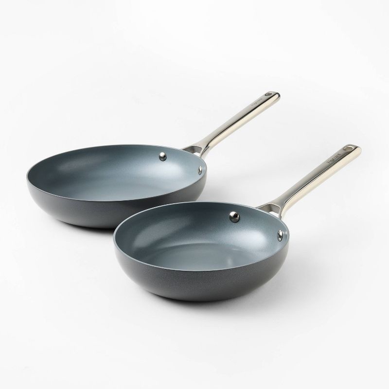 slide 1 of 7, 2pk (8" & 10") Nonstick Ceramic Coated Aluminum Frypan Set Dark Gray - Figmint™, 2 ct