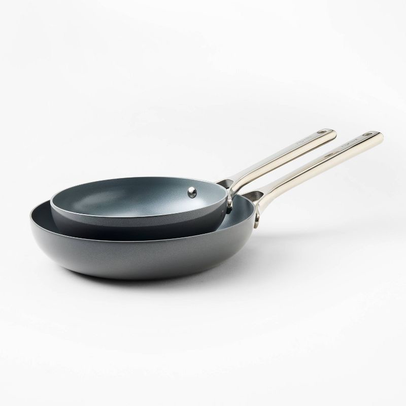 slide 3 of 7, 2pk (8" & 10") Nonstick Ceramic Coated Aluminum Frypan Set Dark Gray - Figmint™, 2 ct