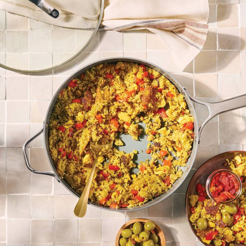 slide 2 of 9, 5qt Nonstick Ceramic Coated Aluminum Saute Pan Dark Gray - Figmint™, 5 qt