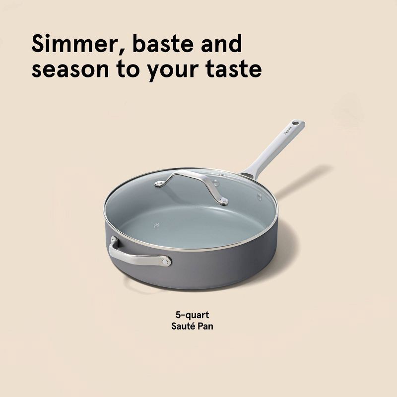 slide 9 of 9, 5qt Nonstick Ceramic Coated Aluminum Saute Pan Dark Gray - Figmint™, 5 qt