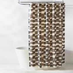 13pc PEVA Watercolor Blocks Shower Curtain with Rings Set Gray - Room Essentials™