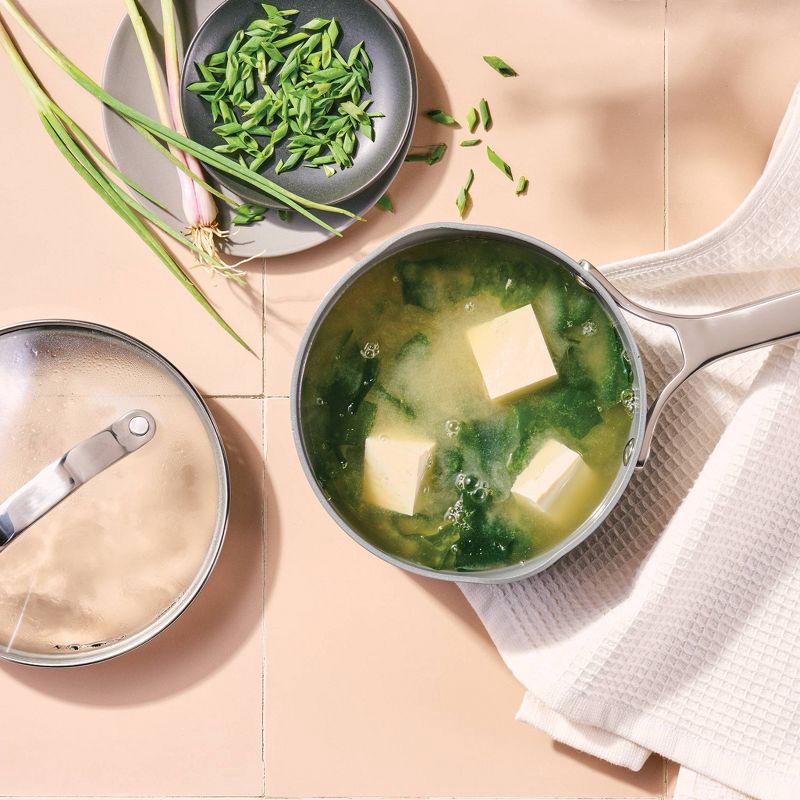 slide 2 of 7, 1.5qt Nonstick Ceramic Coated Aluminum Sauce Pan Dark Gray - Figmint™, 1.5 qt