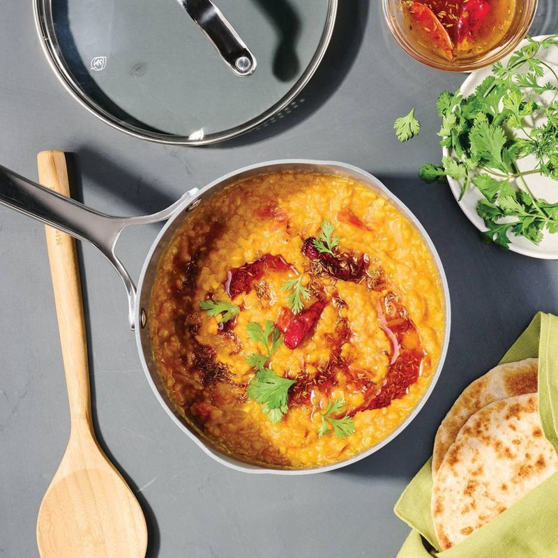 slide 2 of 9, 3qt Nonstick Ceramic Coated Aluminum Sauce Pan Dark Gray - Figmint™, 3 qt