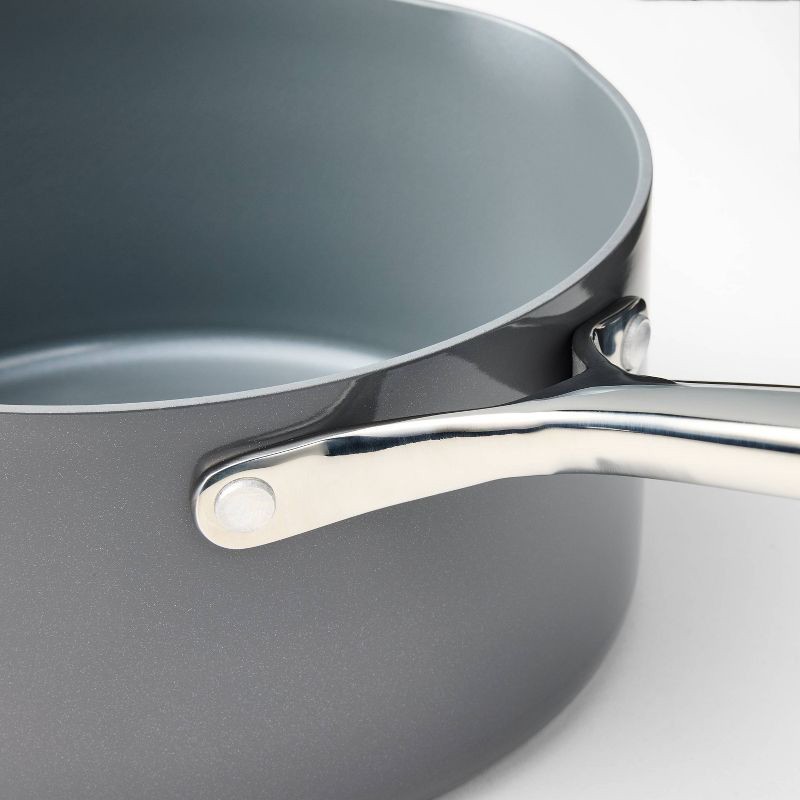 slide 4 of 9, 3qt Nonstick Ceramic Coated Aluminum Sauce Pan Dark Gray - Figmint™, 3 qt