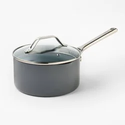 3qt Nonstick Ceramic Coated Aluminum Sauce Pan Dark Gray - Figmint™