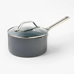 3qt Nonstick Ceramic Coated Aluminum Sauce Pan Dark Gray - Figmint™