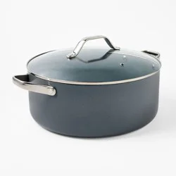 8qt Nonstick Ceramic Coated Aluminum Wide Stock Pot Dark Gray - Figmint™
