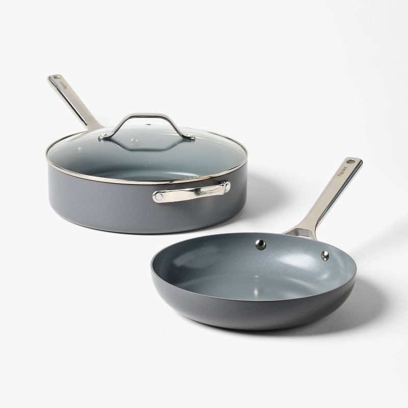 slide 3 of 10, 7pc Nonstick Ceramic Coated Aluminum Cookware Set Dark Gray - Figmint™, 7 ct