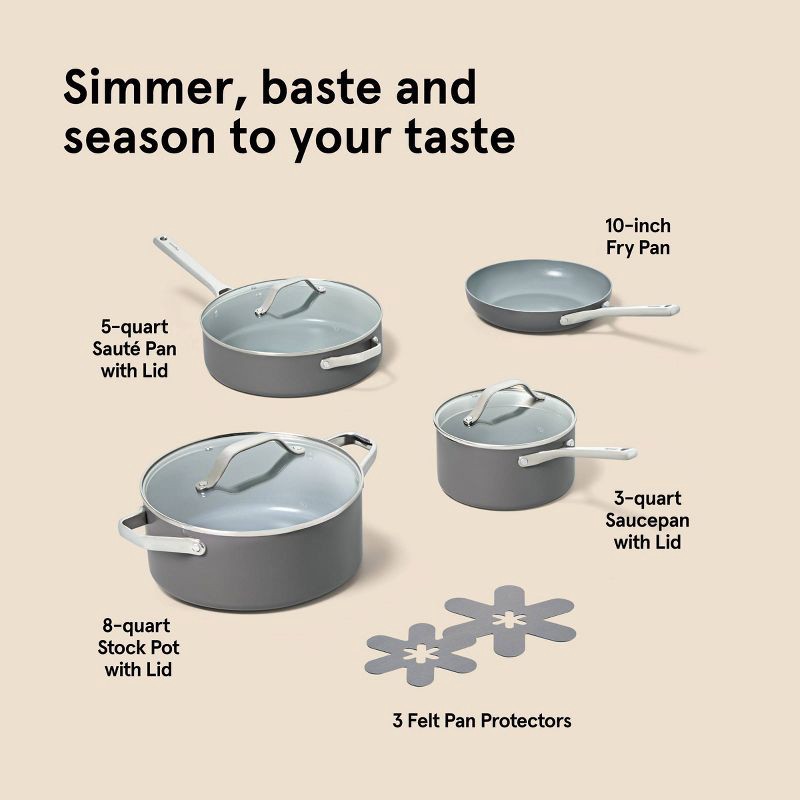 slide 10 of 10, 7pc Nonstick Ceramic Coated Aluminum Cookware Set Dark Gray - Figmint™, 7 ct