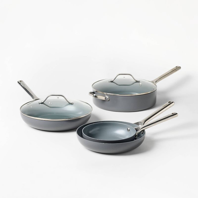 slide 3 of 10, 12pc Nonstick Ceramic Coated Aluminum Cookware Set Dark Gray - Figmint™, 12 ct
