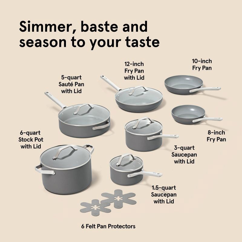 slide 10 of 10, 12pc Nonstick Ceramic Coated Aluminum Cookware Set Dark Gray - Figmint™, 12 ct