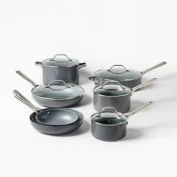 12pc Nonstick Ceramic Coated Aluminum Cookware Set Dark Gray - Figmint™
