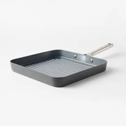 12" Aluminum Ceramic Grill Pan Dark Gray - Figmint™: Nonstick, Dishwasher & Oven-Safe, Gas & Electric Compatible