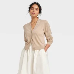 Women's Button-Front Cardigan - A New Day™ Camel M