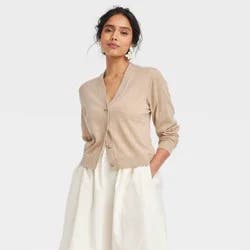 Women's Button-Front Cardigan - A New Day™ Camel M