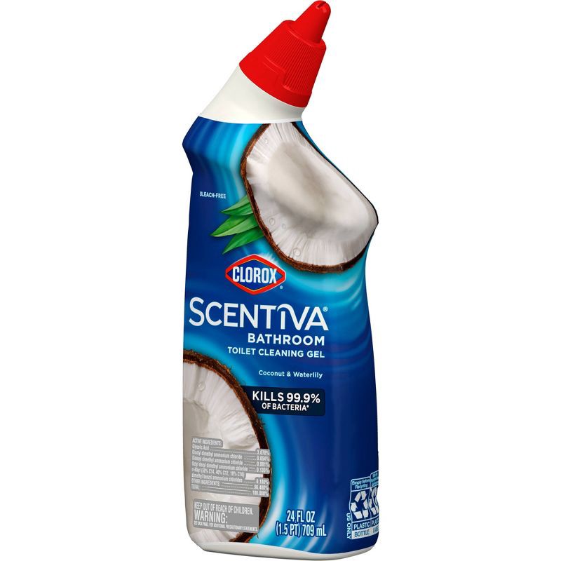 slide 3 of 13, Clorox Scentiva Coconut & Waterlily Toilet Cleaning Gel - 24 fl oz, 24 fl oz