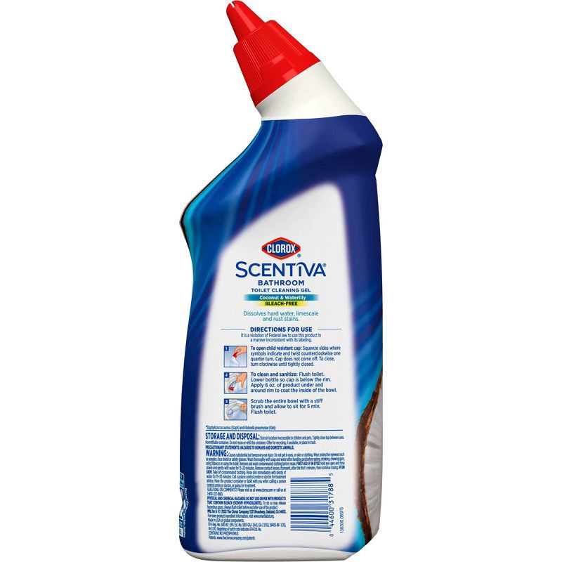 slide 7 of 13, Clorox Scentiva Coconut & Waterlily Toilet Cleaning Gel - 24 fl oz, 24 fl oz