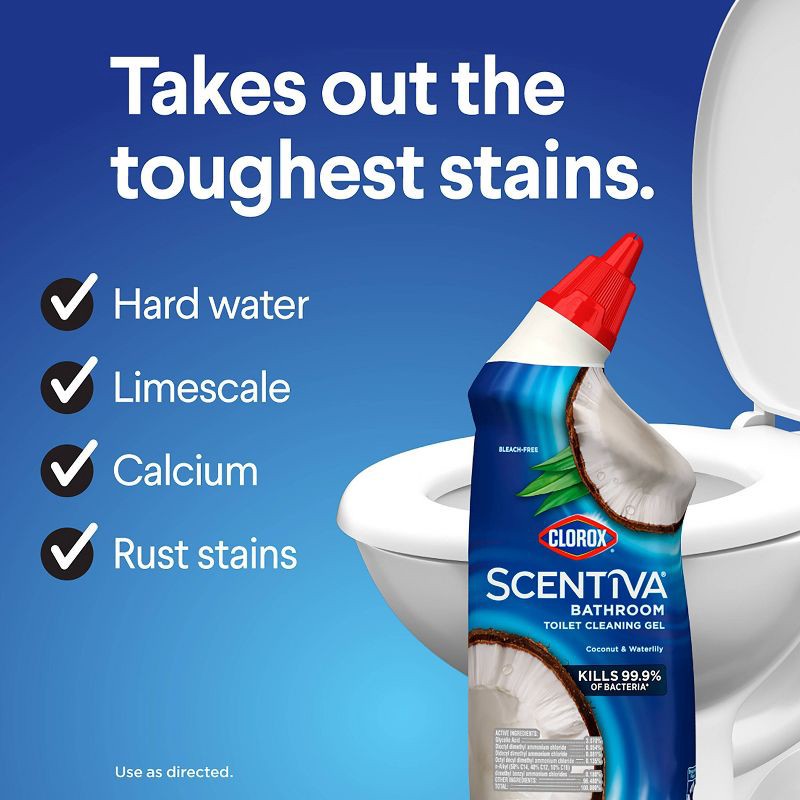 slide 8 of 13, Clorox Scentiva Coconut & Waterlily Toilet Cleaning Gel - 24 fl oz, 24 fl oz