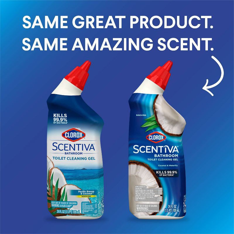 slide 9 of 13, Clorox Scentiva Coconut & Waterlily Toilet Cleaning Gel - 24 fl oz, 24 fl oz