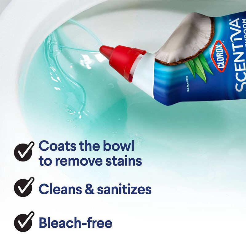 slide 10 of 13, Clorox Scentiva Coconut & Waterlily Toilet Cleaning Gel - 24 fl oz, 24 fl oz