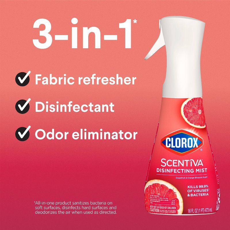 slide 11 of 14, Clorox Scentiva Grapefruit & Orange Blossom Disinfecting Mist - 16 fl oz, 16 fl oz