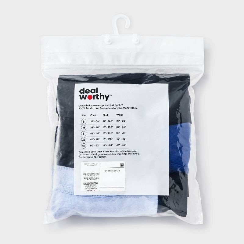 slide 3 of 3, Men's Boxer Briefs 3pk - Dealworthy™ Blue/Black XL: Mid Rise, Elastic Waistband, 3 ct