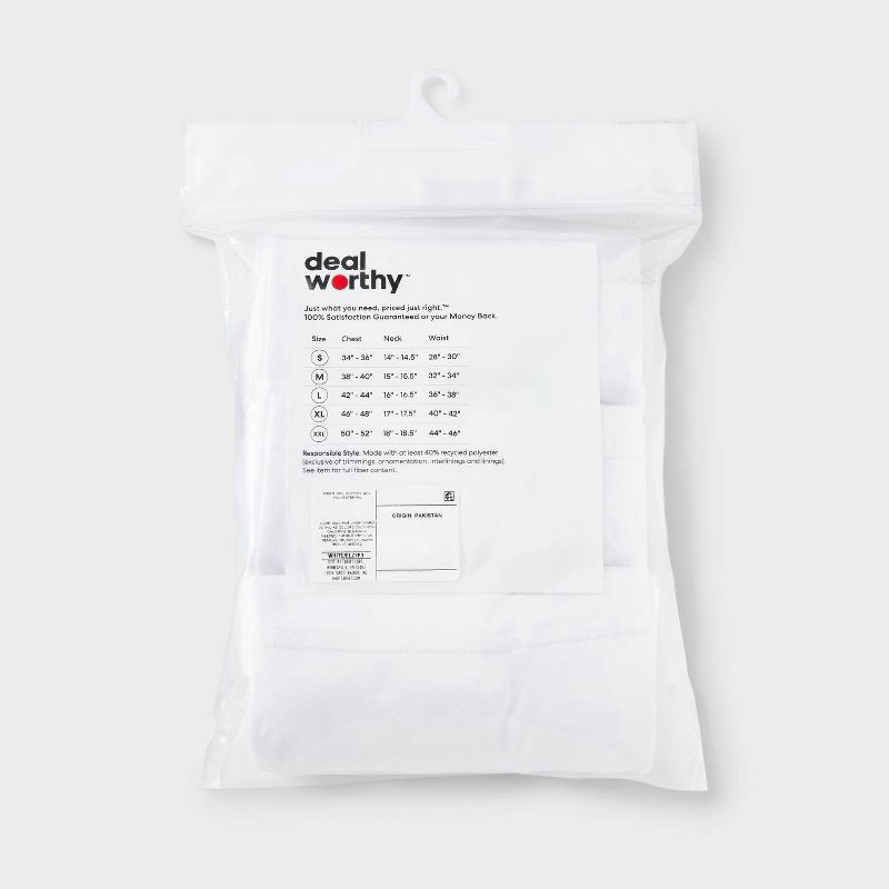 slide 3 of 3, Men's Crew Neck T-Shirt 3pk - Dealworthy™ White L: Lightweight,, 3 ct